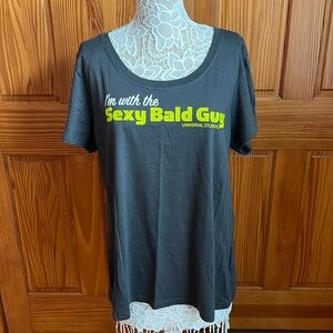 NWT Universal Studios Despicable Me “I’m with the Sexy  Bald Guy” T-Shirt